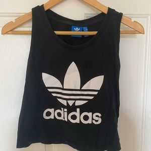 Adidas Black and White Crop Top Tank Top, Size M